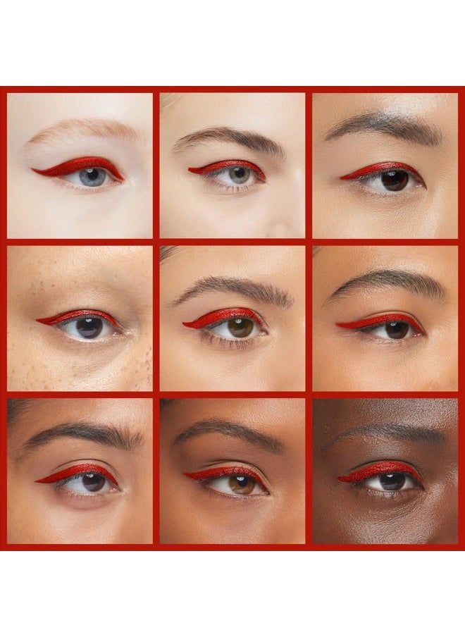 Red Gel Eyeliner, Waterproof Long Lasting Cream Eyeliner Gel Pot, High-Intensity Pigments Smudge-Proof Eye Liner Makeup, Water-Resistant Eyeliner with 2PCS Brushes 12# Red
