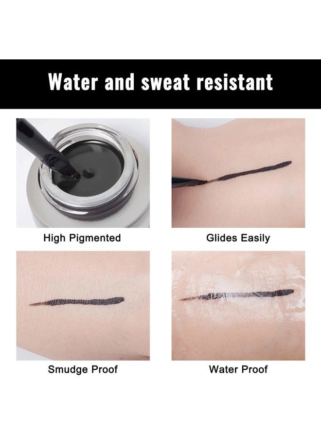 Red Gel Eyeliner, Waterproof Long Lasting Cream Eyeliner Gel Pot, High-Intensity Pigments Smudge-Proof Eye Liner Makeup, Water-Resistant Eyeliner with 2PCS Brushes 12# Red