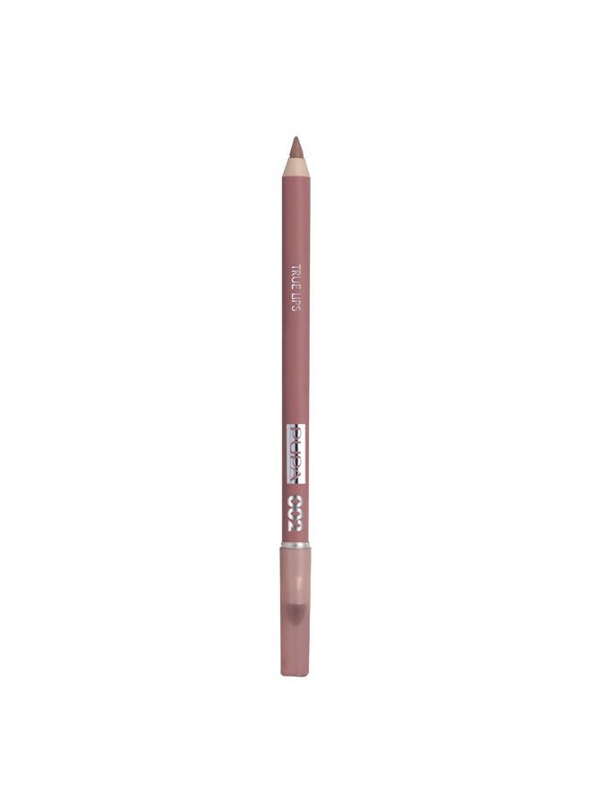 True Lips Blendable Lip Liner - Dual-Ended Matte Lining Color and Brush - Light and Creamy, Hydrating, High Pigment, Smudge Proof Formula - Paraben Free - 002 Tea Rose - 0.042 oz