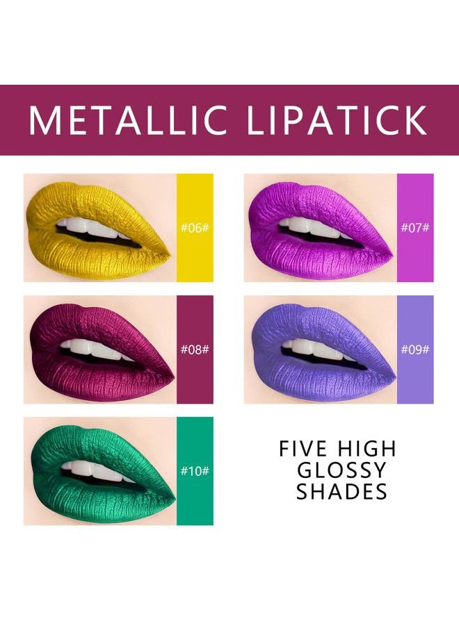 10 Colors Lipstick, Matte Velvet&Glitter Metallic Colors, for Glossy Radiant&Full Matte Lip Gloss, Non-Stick Cup Long Wear Lip Glaze, High Pigmented Lipstick Cosmetic-SET B