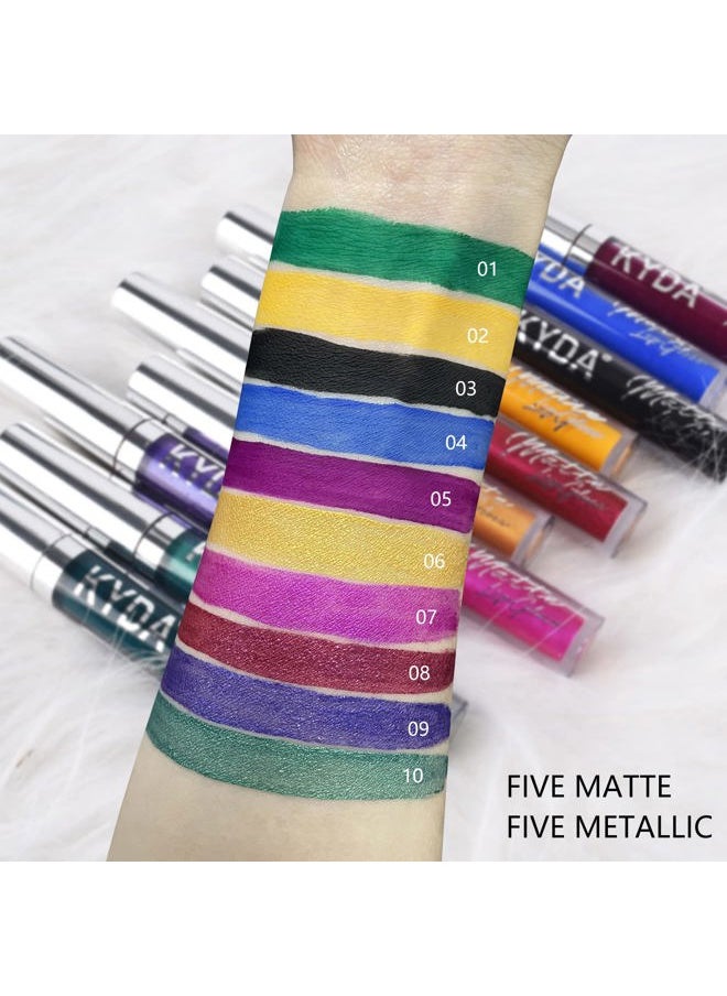 10 Colors Lipstick, Matte Velvet&Glitter Metallic Colors, for Glossy Radiant&Full Matte Lip Gloss, Non-Stick Cup Long Wear Lip Glaze, High Pigmented Lipstick Cosmetic-SET B