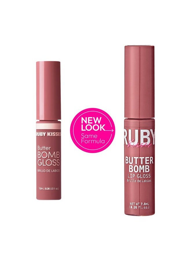 Lip Gloss Butter Bomb Gloss Non-Sticky Lip Gloss Vitamin E Natural Nude Lip Makeup - 7.8mL (0.26 US fl.oz) (Flirty)