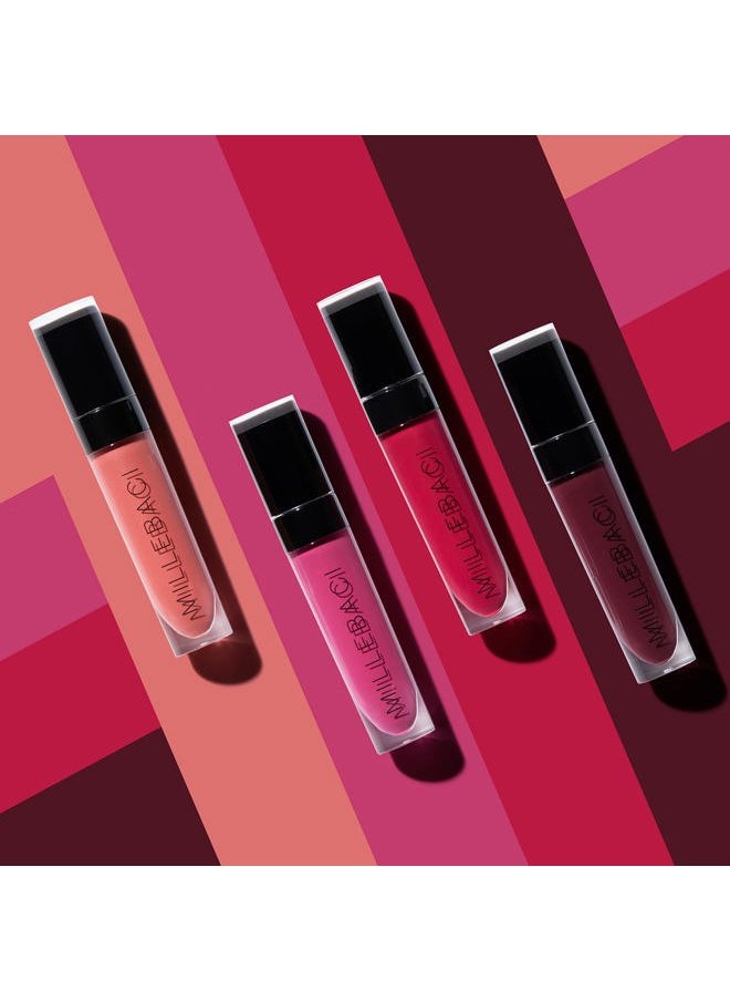Millebaci Long Lasting Liquid Lipstick Pink, Lustrous Moisturizing Creamy Formula with Vitamin E Intense Color Pigment High Impact Makeup Lip Cream Color Stick Balm For Women (Color 40)