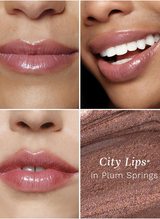 City Lips Plumping Lip Gloss Plum Springs - High-Shine Gloss for Fuller, Younger-Looking Lips | Hydrating & Smoothing Lip Treatment Hyaluronic Acid