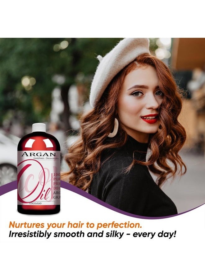 Argan Oil -Cold Pressed 16 oz Pure Natural Extra Virgin Unrefined Argan Moroccan Marrakesh Oil Moisturizer Hair Face Lips Body Scalp Skin Hair