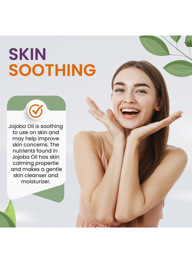 Cocojojo Jojoba Oil Organic, Jojoba Oil for Hair Growth for Skin, Face, 100% Pure Natural, Cold Pressed, Deep Moisturizing Anti-Aging, Essential Oils - 8 Fl Oz