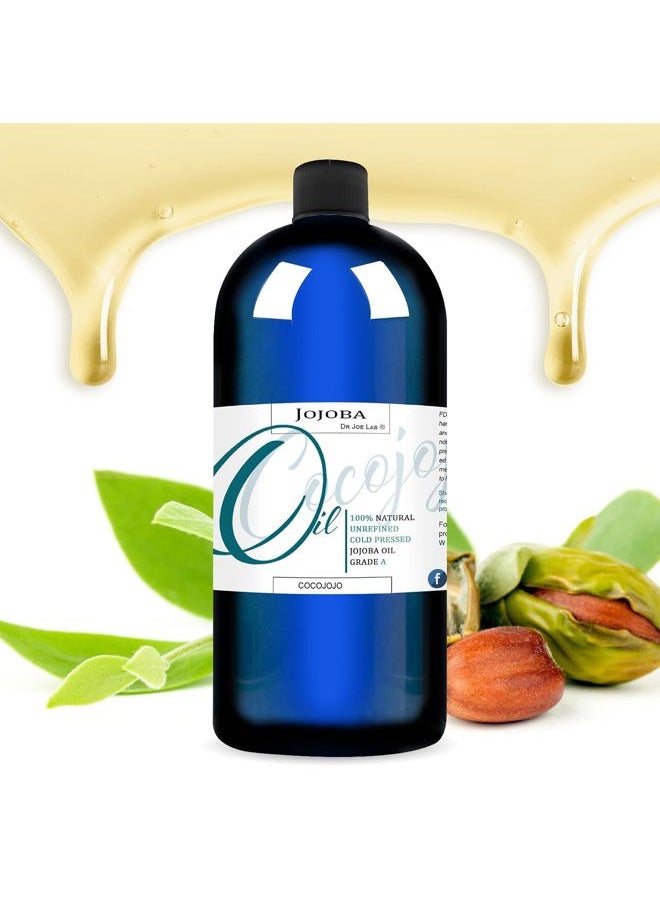 Cocojojo Jojoba Oil Organic, Jojoba Oil for Hair Growth for Skin, Face, 100% Pure Natural, Cold Pressed, Deep Moisturizing Anti-Aging, Essential Oils - 8 Fl Oz