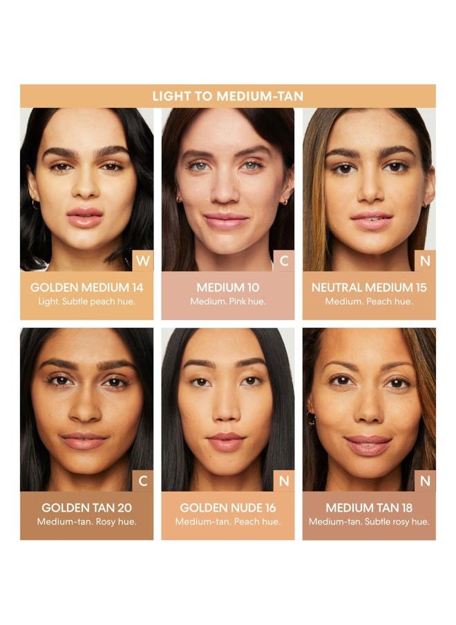 Original Loose Powder Foundation SPF 15, Lightweight Mineral Loose Powder Foundation Makeup, Buildable Coverage, Talc Free, Vegan (Medium Tan 18)