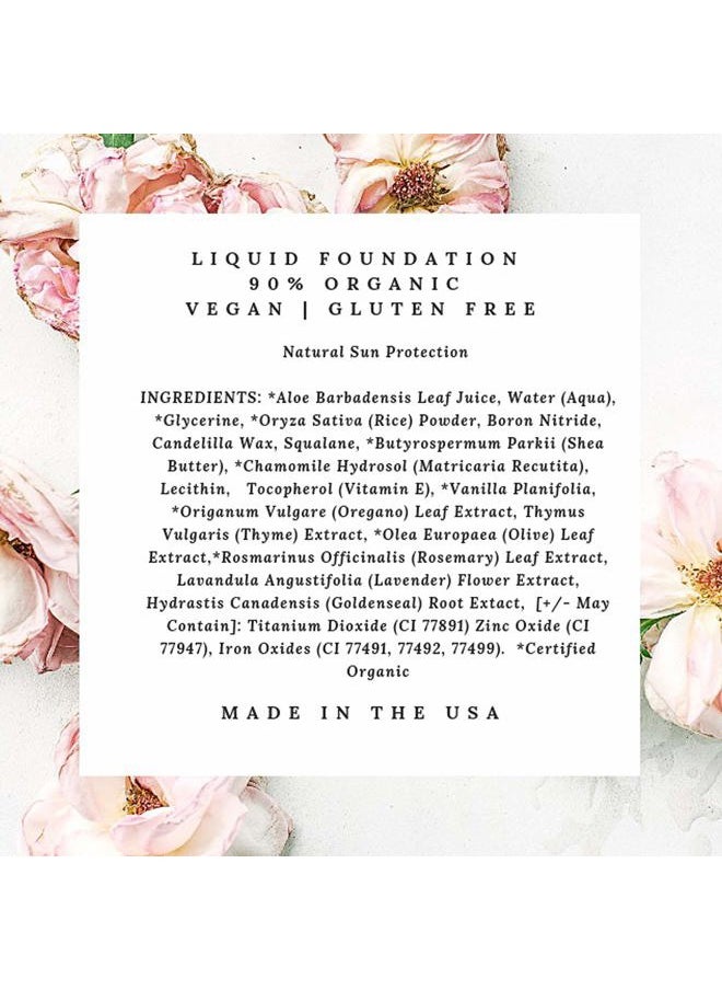 100% Natural Liquid Foundation, Organic, Vegan, Aloe Based, Natural Sun Protection, Gluten Free, Cruelty Free, Made in the USA, 1FL Oz. (Cork)