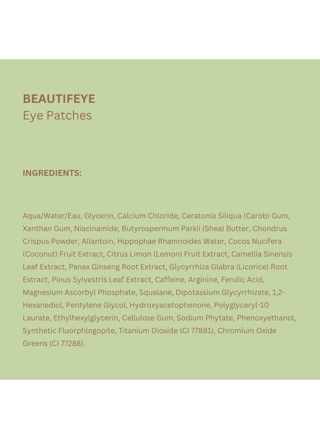 BeautifEYE Hydrogel Under-Eye Patches | Refreshing Eye Patches For Dark Circles | Brighten & Hydrate Under Eyes | 30 Pairs / 60 Patches