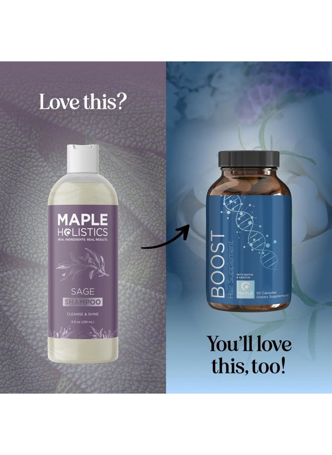 Sage and Rosemary Shampoo Sulfate Free - Sage Oil Clarifying Shampoo for Build Up and Scalp Moisturizer - Oily Hair Shampoo for Greasy Hair and Dry Scalp Treatment with Essential Oils for Hair