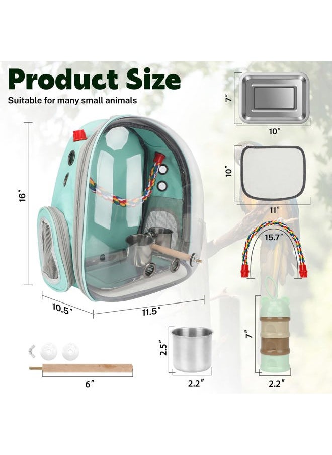 Bird Carrier Backpack Parrot Portable Breathable Bag Pet Bird Lightweight Travel Cage with Standing Perch and Stainless Steel Tray