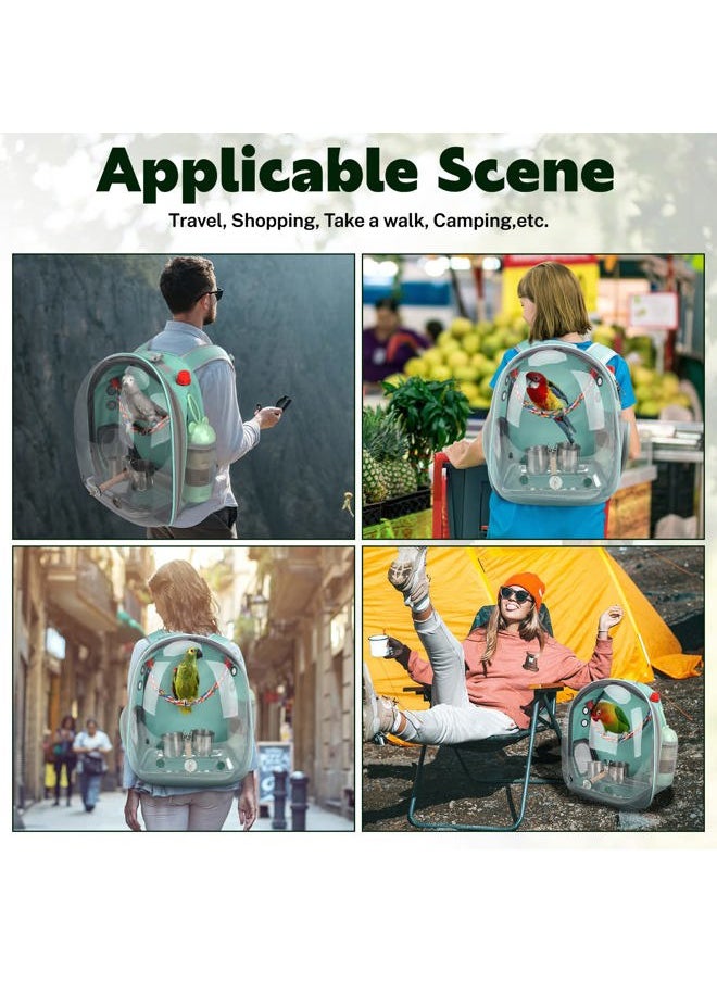 Bird Carrier Backpack Parrot Portable Breathable Bag Pet Bird Lightweight Travel Cage with Standing Perch and Stainless Steel Tray