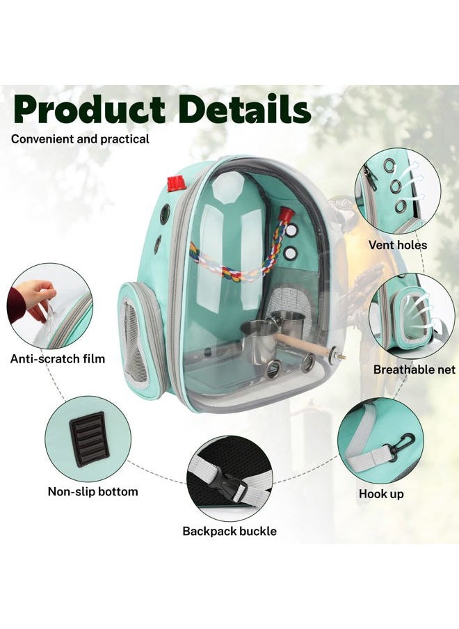 Bird Carrier Backpack Parrot Portable Breathable Bag Pet Bird Lightweight Travel Cage with Standing Perch and Stainless Steel Tray