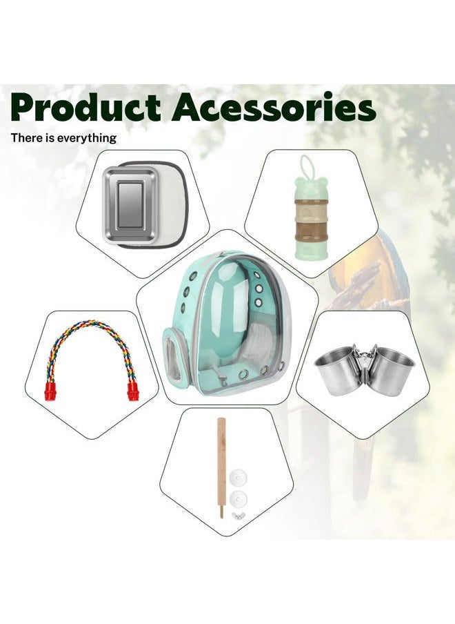 Bird Carrier Backpack Parrot Portable Breathable Bag Pet Bird Lightweight Travel Cage with Standing Perch and Stainless Steel Tray