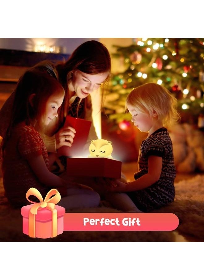 Large Owl Night Light for Kids,Cute Baby Night Light, Silicone Bedside Lamp, Sleep Lights, Eye Caring, Time Setting, Touch+Remote Control