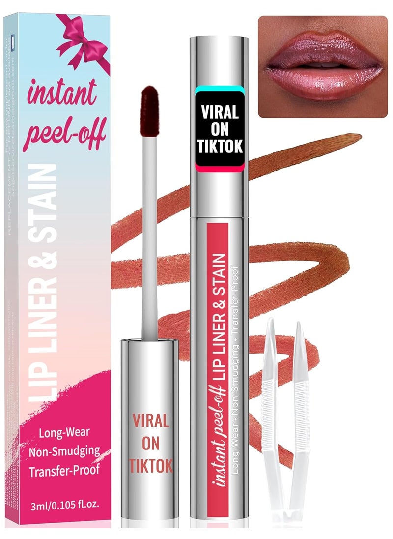 iMethod Lip Stain  Lip Liner Stain Peel Off Lip Stain with Tweezer Natural Long Lasting Lip Stain Peel Off Waterproof Easy to Use Stay On All Day Cocoa