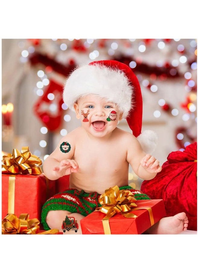 Glitter Christmas Temporary Tattoos for Kids, 12 Sheets Glitter Christmas Holiday Tattoos for Boys Girls Xmas Party Gifts Crafts Decoration