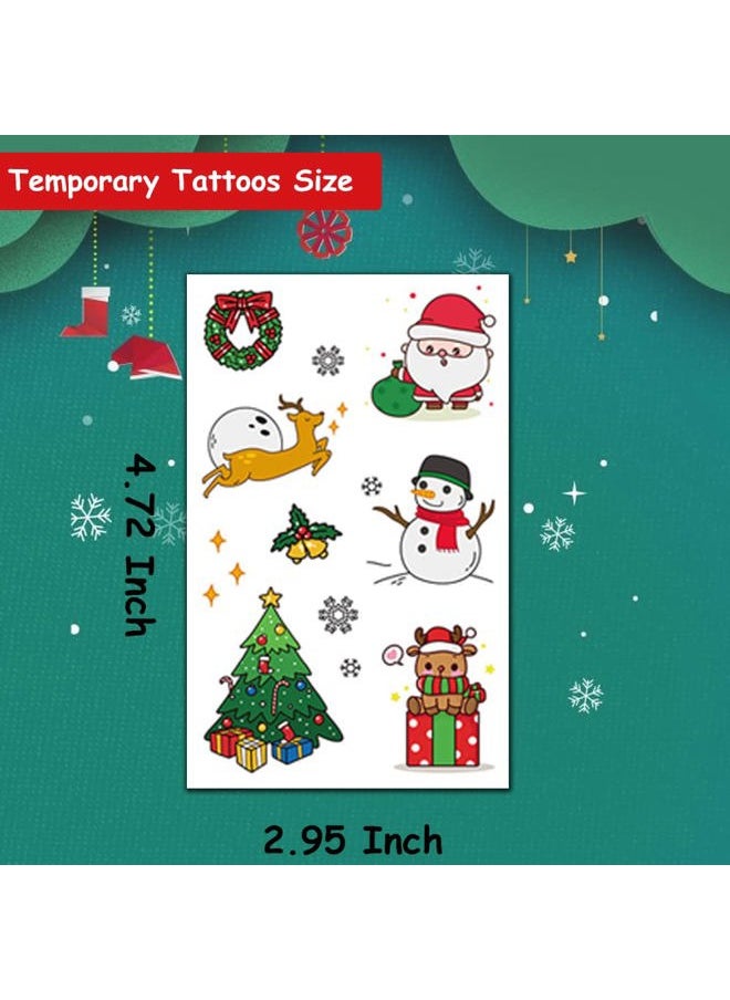 Glitter Christmas Temporary Tattoos for Kids, 12 Sheets Glitter Christmas Holiday Tattoos for Boys Girls Xmas Party Gifts Crafts Decoration
