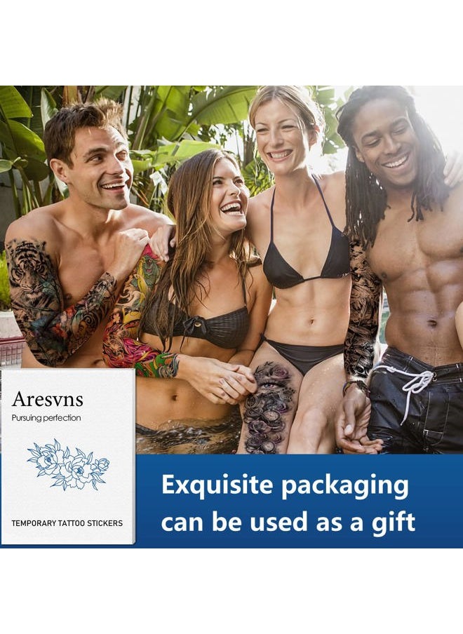Temporary Tattoo for Women Teen Girls and kids,8 Sheets (L19“xW7”) Sleeve tattoo Flowers,Waterproof Realistic Fake Tattoos Long-Lasting Christmas Gift
