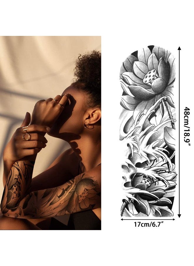 Temporary Tattoo for Women Teen Girls and kids,8 Sheets (L19“xW7”) Sleeve tattoo Flowers,Waterproof Realistic Fake Tattoos Long-Lasting Christmas Gift