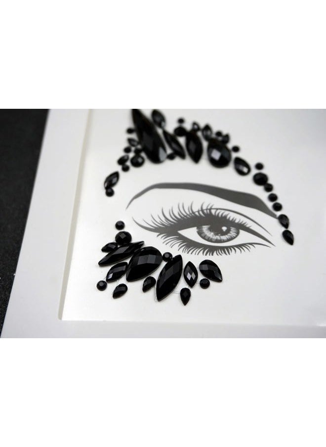 blacknight Face Jewels rave face gems stick on face tattoo bindi sticker eye makeup Body Jewelry women decal Rhinestone Temporary tattoo adhesive stickers for face halloween