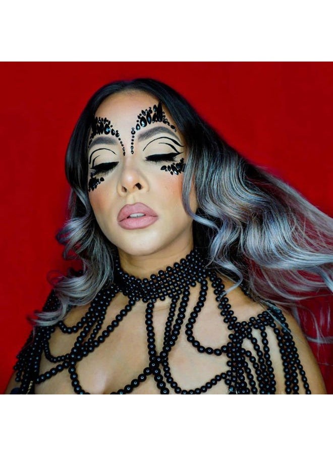 blacknight Face Jewels rave face gems stick on face tattoo bindi sticker eye makeup Body Jewelry women decal Rhinestone Temporary tattoo adhesive stickers for face halloween