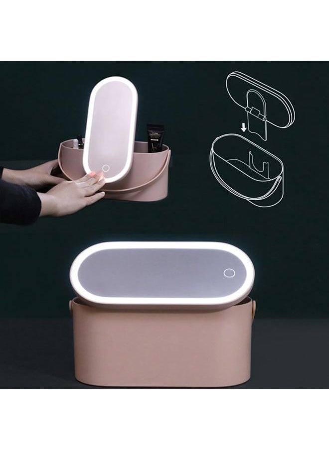 2025 Makeup Case with Mirror, Portable Cosmetics Box with LED Lighted Mirror for Bedroom, Travel, Multi-purpose Makeup Organizer Carrying Storage Case, Travel Size, Gift for Mom Ladies Girls