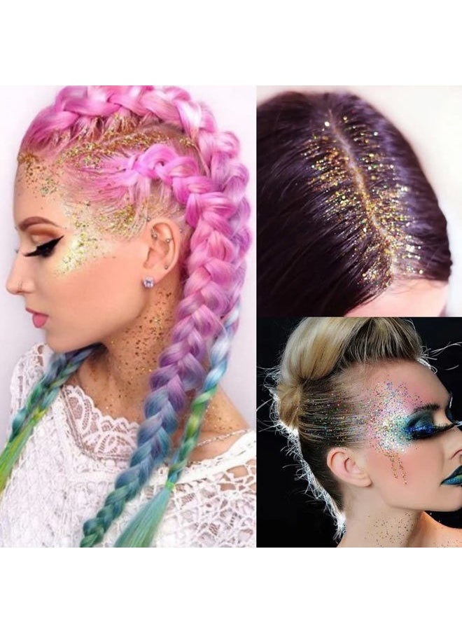 Gold Body Glitter Stick, Mardi Gras Face Glitter Makeup, Festival Rave Accessories for Women, Mermaid Sequins Chunky Glitter Face Paint, Hair Glitter Gel for Kids, 0.56oz