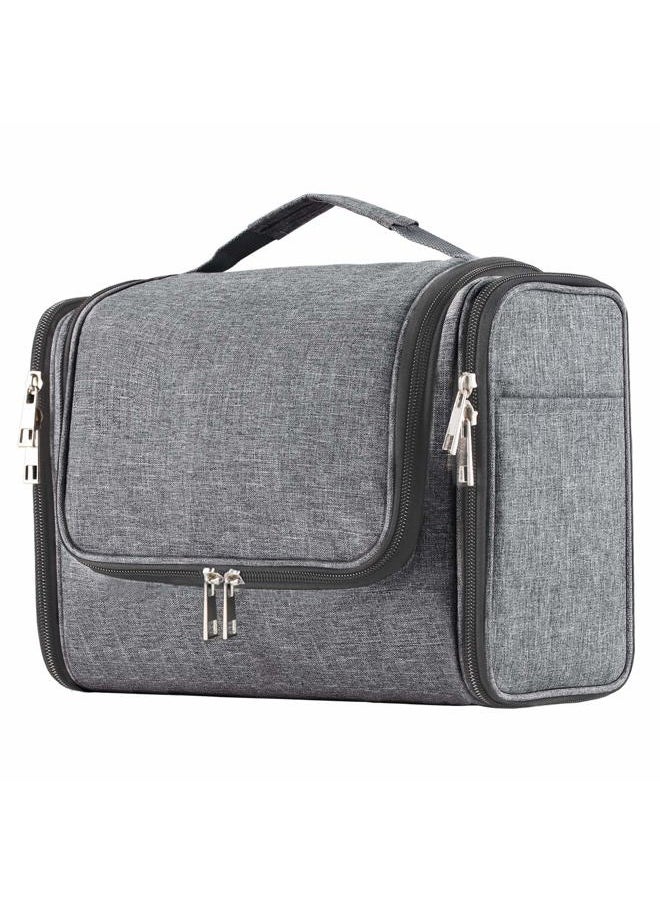 Large Capacity Toiletry Bag for Women and Men, Hanging Toiletry Organizer Cosmetics Makeup Bag, Water-resistant Dopp Kit Shaving Bags for Full Sized Toiletries, Travel Essentials (Oxford Gray)