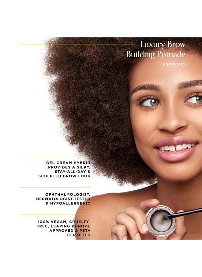 Luxury Brow Building Pomade - Espresso - Tinting Brow Definer for Sculpting and Shaping Eyebrows - Soft, Smudge-Proof, Silky Texture - Lightweight Cream and Gel Blend - 0.106 oz