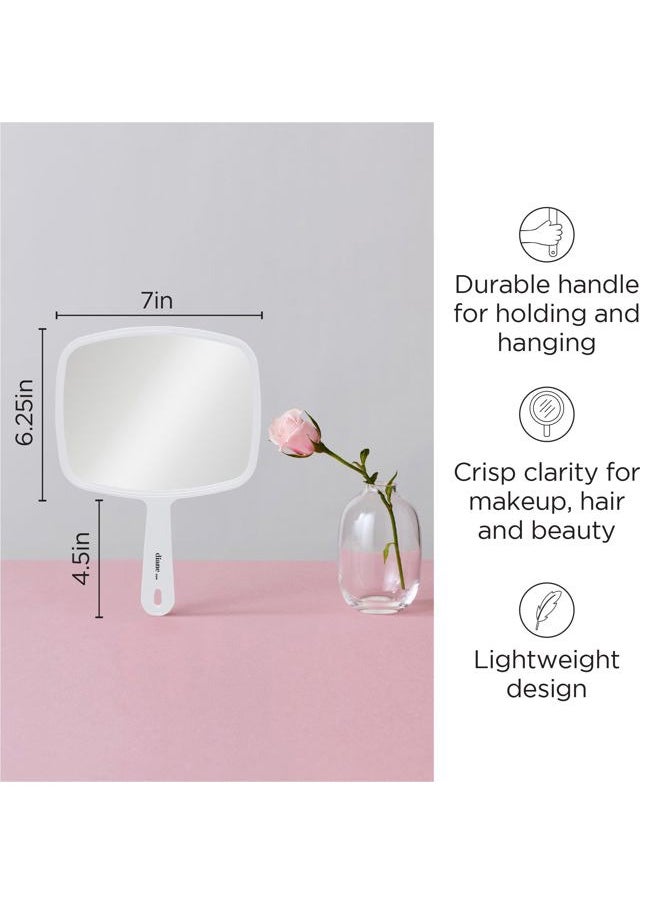Professional Quality Hand Mirror – Hand Held Mirror with Handle, Single Sided Vanity Makeup Mirror for Women, Men, Salon, Barber, Shaving, and Travel, Medium 7.5