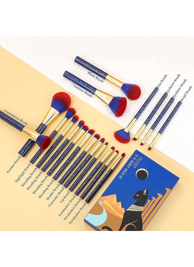 Docolor Makeup Brushes 19Pcs Makeup Brush Set Premium Gift Synthetic Powder Kabuki Foundation Contour Blush Concealer Eye Shadow Blending Liner Make Up Brush Kit, Ancient Egyptian Series