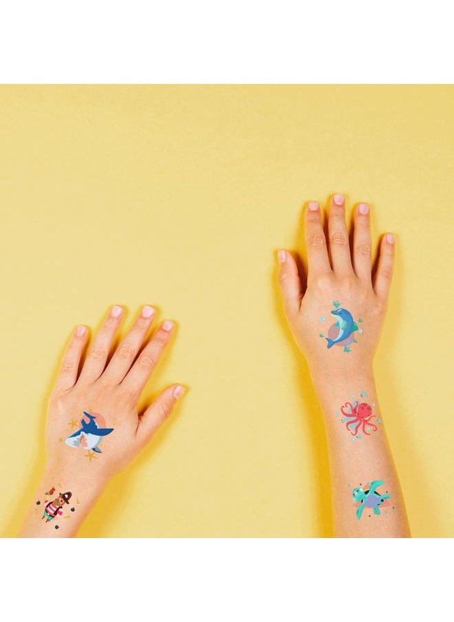 Cute Ocean Animals 36 Temporary Fake Tattoo Set, 18 Individually Wrapped Sheets | Kids Girls & Boys Birthday Party Favor Gift Reward, Non-Toxic Safe Removable