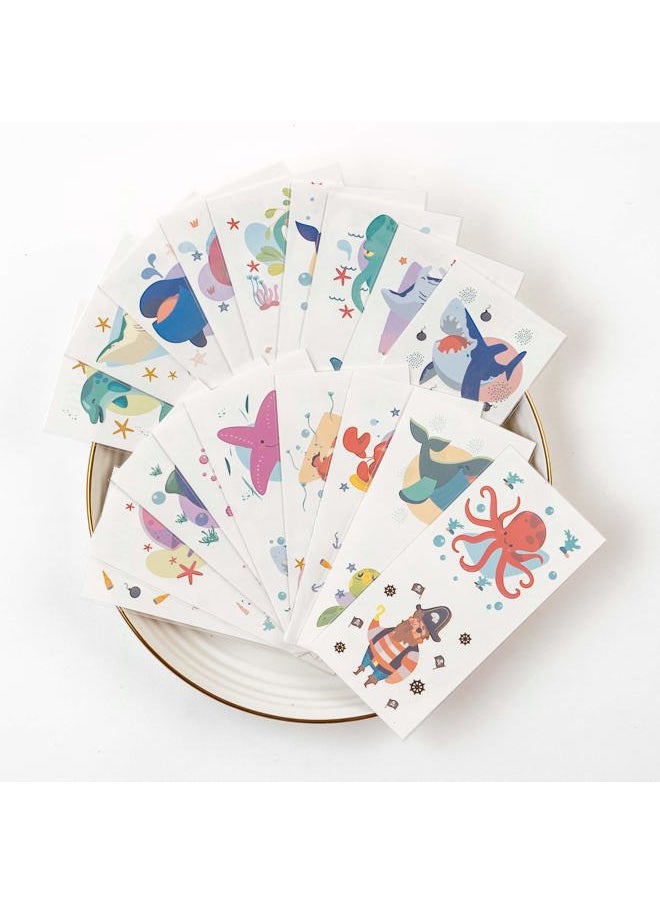 Cute Ocean Animals 36 Temporary Fake Tattoo Set, 18 Individually Wrapped Sheets | Kids Girls & Boys Birthday Party Favor Gift Reward, Non-Toxic Safe Removable