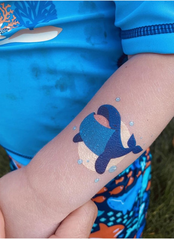 Cute Ocean Animals 36 Temporary Fake Tattoo Set, 18 Individually Wrapped Sheets | Kids Girls & Boys Birthday Party Favor Gift Reward, Non-Toxic Safe Removable