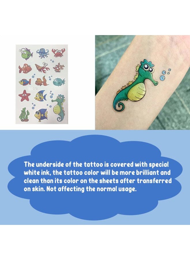 200 PCS Ocean Theme Temporary Tattoos for Kids, Beach Pool Under Sea Decorations Birthday Party Supplies Favors, Fake Tattoos Stickers With Mermaid Shark Tropical Fish Whale for Boys and Girls