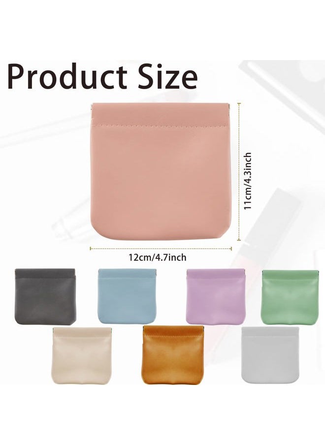 8pcs Lambskin Pocket Cosmetic Bag, Waterproof Portable Small Makeup Bag No Zipper Self-closing Pouch for Women Mini Travel Storage Cosmetics Headphones Jewelry