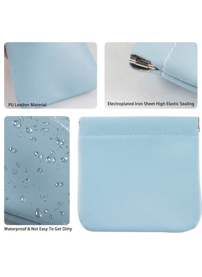 8pcs Lambskin Pocket Cosmetic Bag, Waterproof Portable Small Makeup Bag No Zipper Self-closing Pouch for Women Mini Travel Storage Cosmetics Headphones Jewelry
