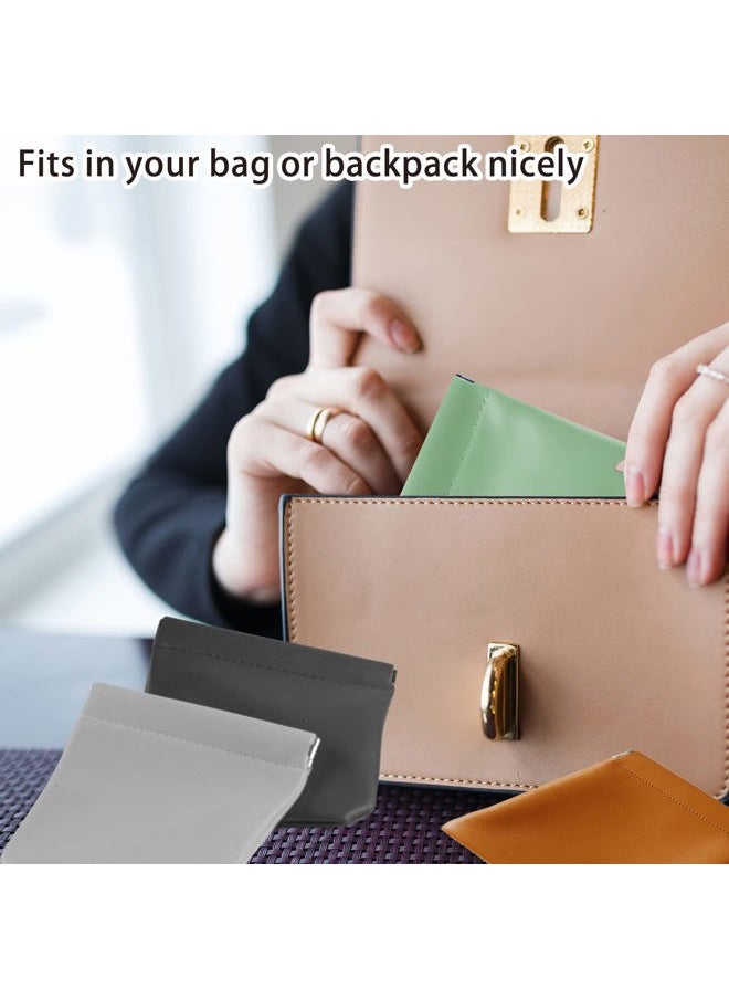 8pcs Lambskin Pocket Cosmetic Bag, Waterproof Portable Small Makeup Bag No Zipper Self-closing Pouch for Women Mini Travel Storage Cosmetics Headphones Jewelry