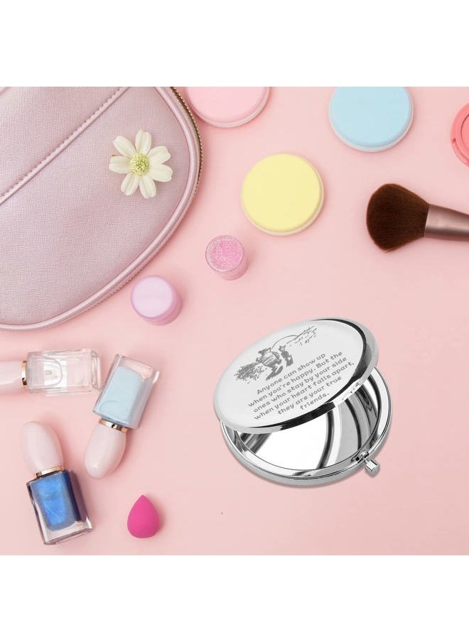 Friendship Compact Mirror Friend Inspirational Gift Long Distance Relationship Pocket Mirror for Soul Sister Bestie (Anyone Show up CM)