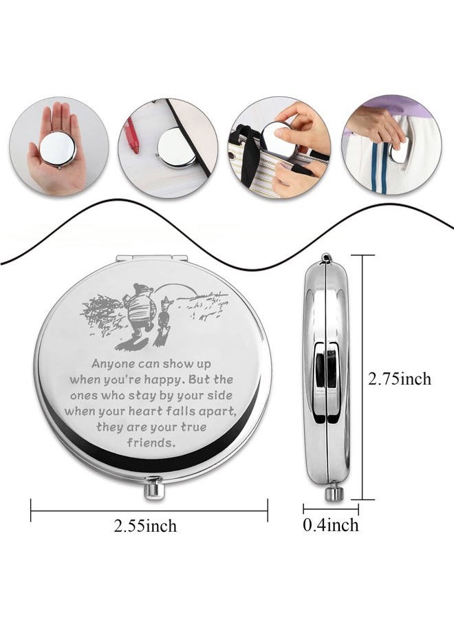 Friendship Compact Mirror Friend Inspirational Gift Long Distance Relationship Pocket Mirror for Soul Sister Bestie (Anyone Show up CM)