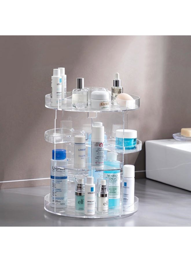360 Rotating Makeup Organizer Plus Size Adjustable Carousel Large Capacity Revolving Perfume Organizer Skincare Organizers Cosmetic Storage Spinning Holder for Vanity, Clear