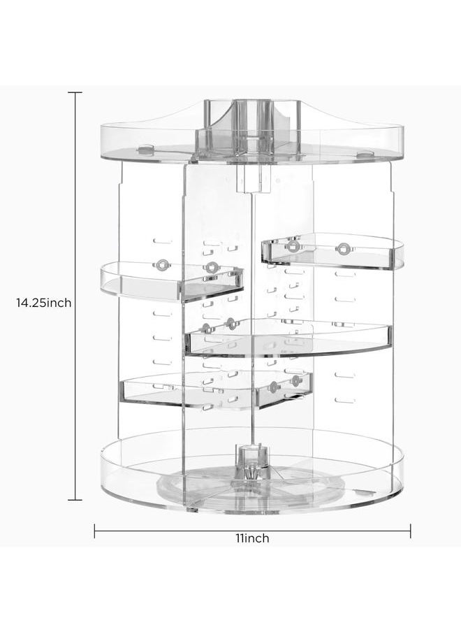 360 Rotating Makeup Organizer Plus Size Adjustable Carousel Large Capacity Revolving Perfume Organizer Skincare Organizers Cosmetic Storage Spinning Holder for Vanity, Clear