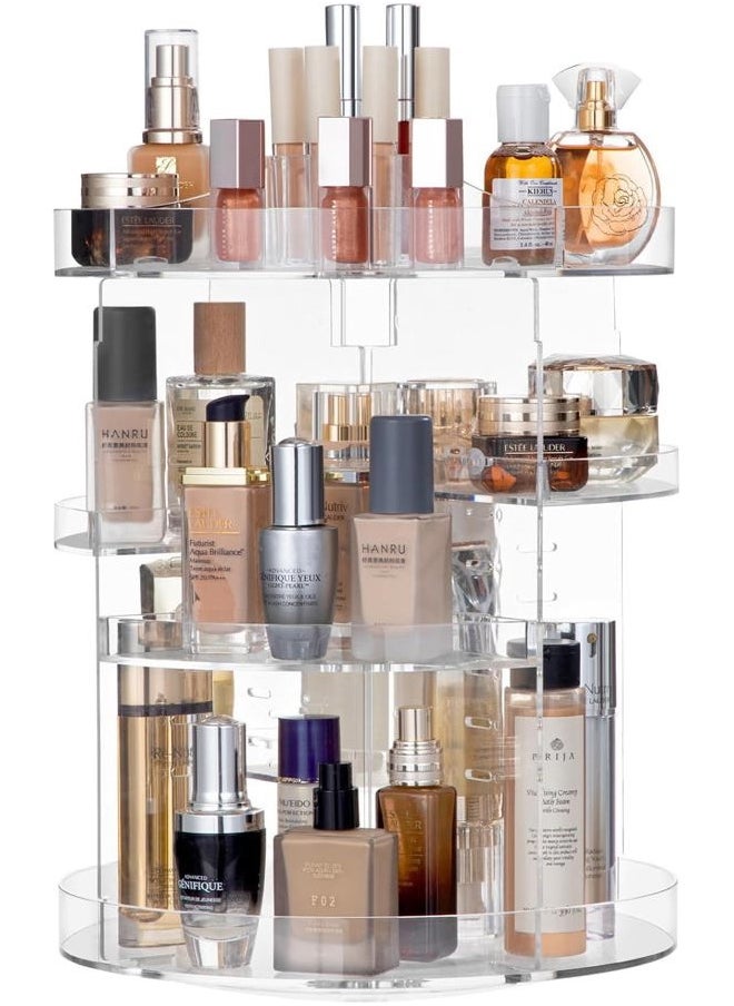 360 Rotating Makeup Organizer Plus Size Adjustable Carousel Large Capacity Revolving Perfume Organizer Skincare Organizers Cosmetic Storage Spinning Holder for Vanity, Clear