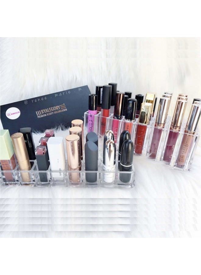 byAlegory Acrylic Lipstick & Acrylic Lip Gloss Organizer 48 Space Beauty Cosmetic Storage - Clear
