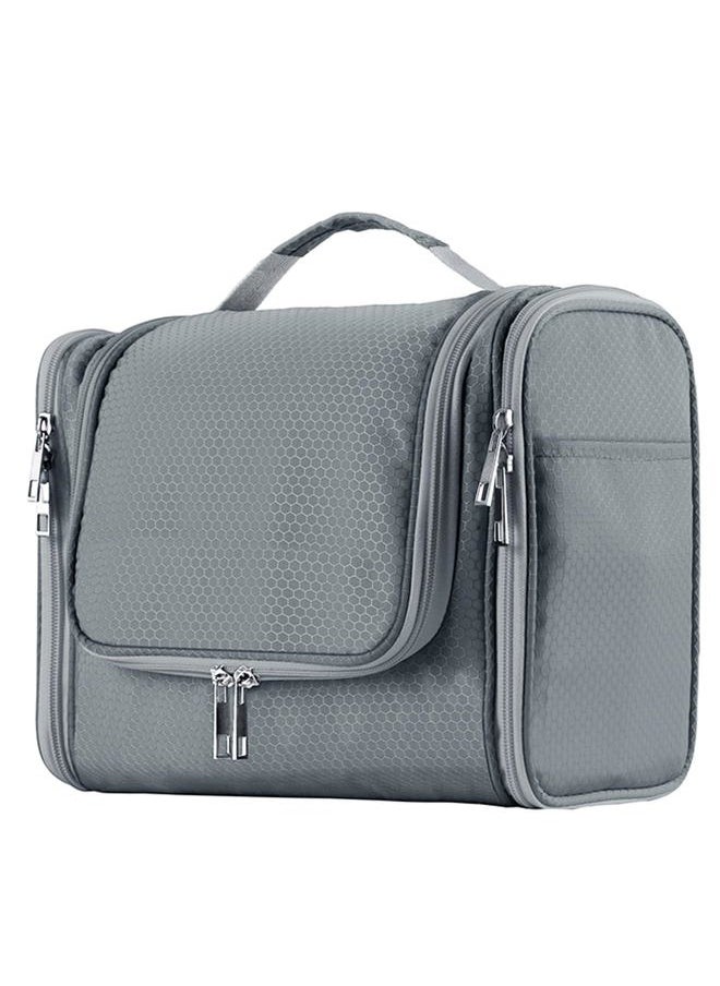 Large Capacity Toiletry Bag for Women and Men, Hanging Toiletry Organizer Cosmetics Makeup Bag, Water-resistant Dopp Kit Shaving Bags for Full Sized Toiletries, Travel Essentials (Gray)