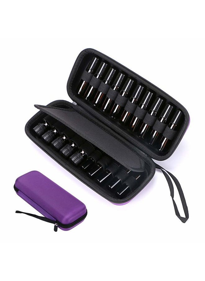 EVA Essential Oils Carrying Case Organizer for 20 Bottles 5ml & 10ml Standard & Rollers Bottles Portable Hard Shell Travel Bag Holder for Essential Oils Storage (Purple)