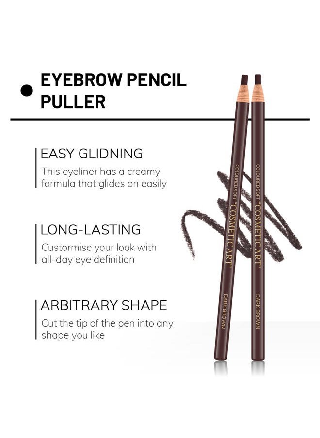 6 Pcs Pull Cord Peel-off Eyebrow Pencil Tattoo Makeup and Microblading Supplies Set for Marking, Filling and Outlining, Waterproof and Durable Permanent Eyebrow Liner -Dark Brown