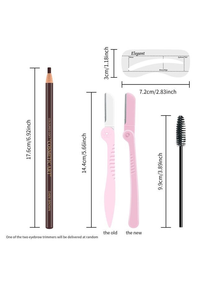 6 Pcs Pull Cord Peel-off Eyebrow Pencil Tattoo Makeup and Microblading Supplies Set for Marking, Filling and Outlining, Waterproof and Durable Permanent Eyebrow Liner -Dark Brown